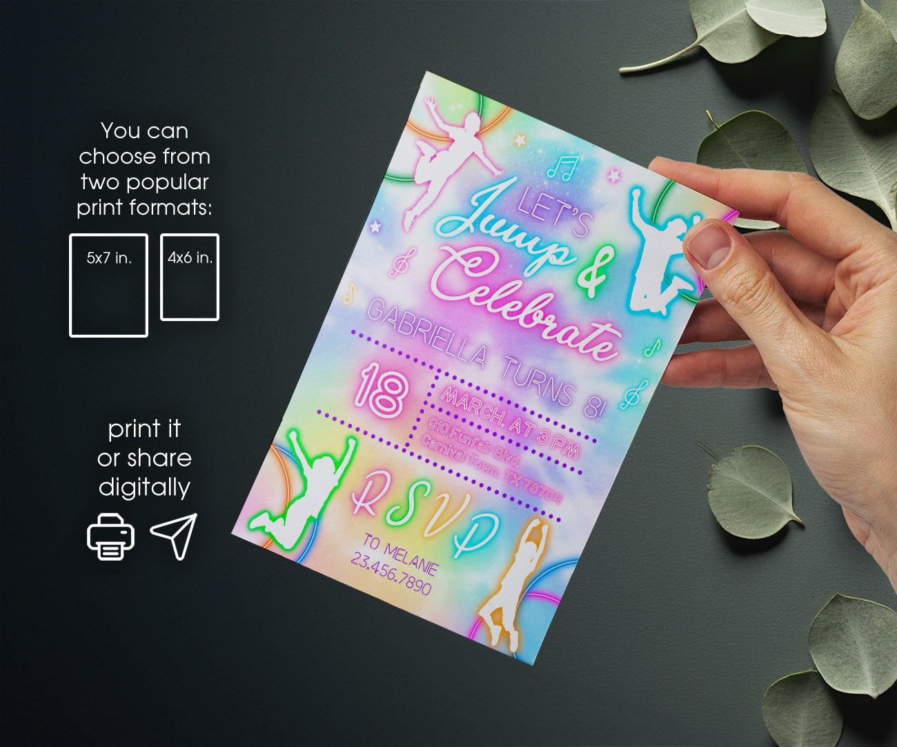 Trampoline Jump Party customizable invitation template | Share or Print | AG583