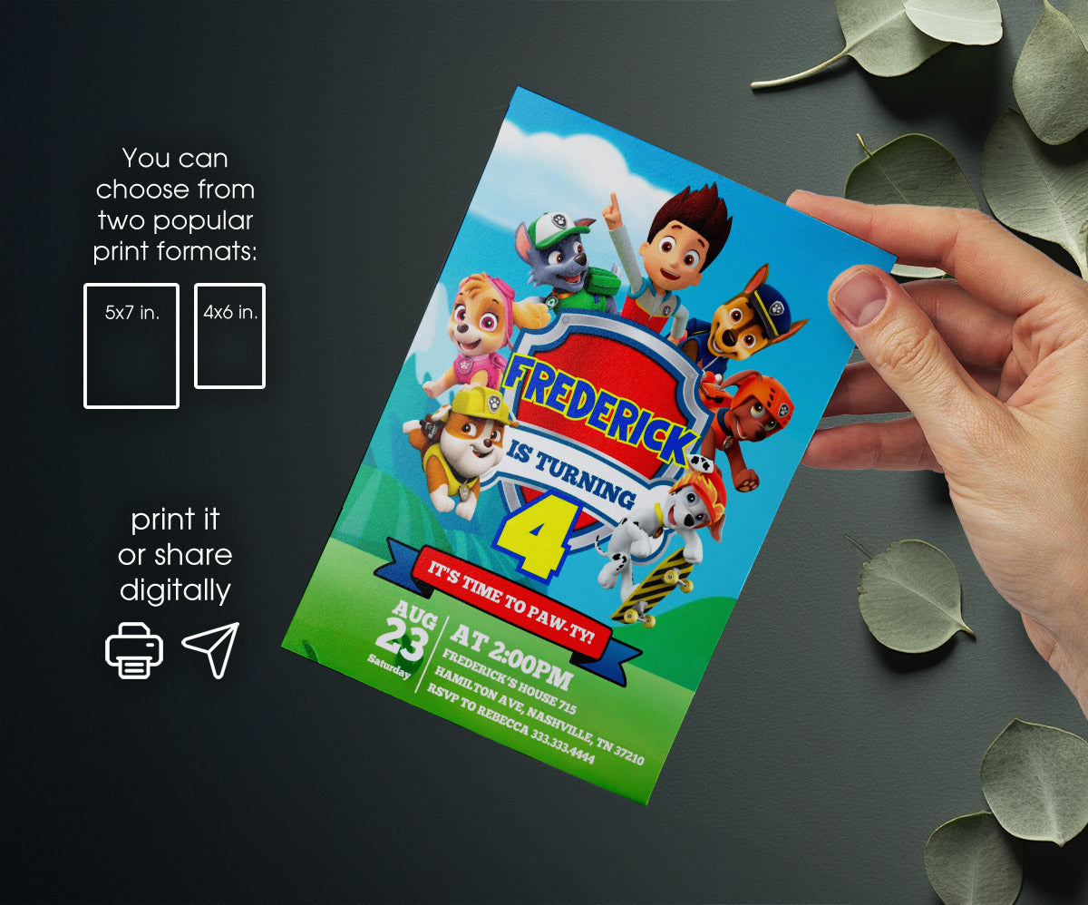 PAW Patrol customizable invitation template | Share or Print | OD305