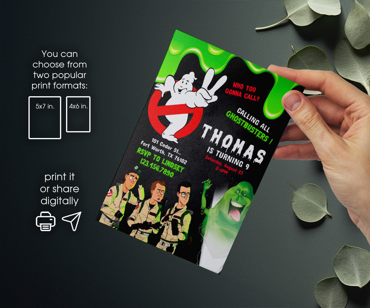 Ghostbusters customizable invitation template | Share or Print | YC921