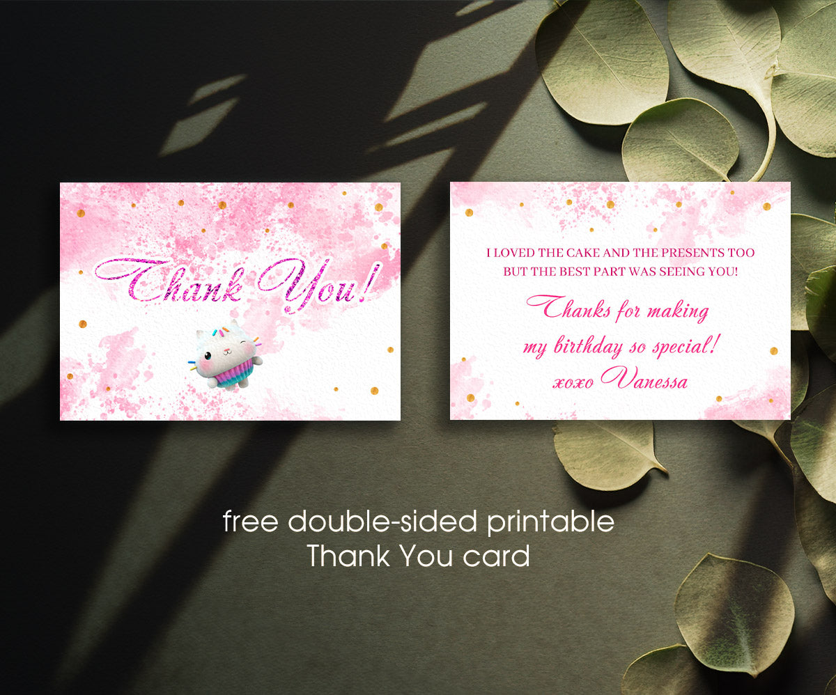 Gabby's Dollhouse Kitten customizable invitation template | Share or Print | girl | LB288
