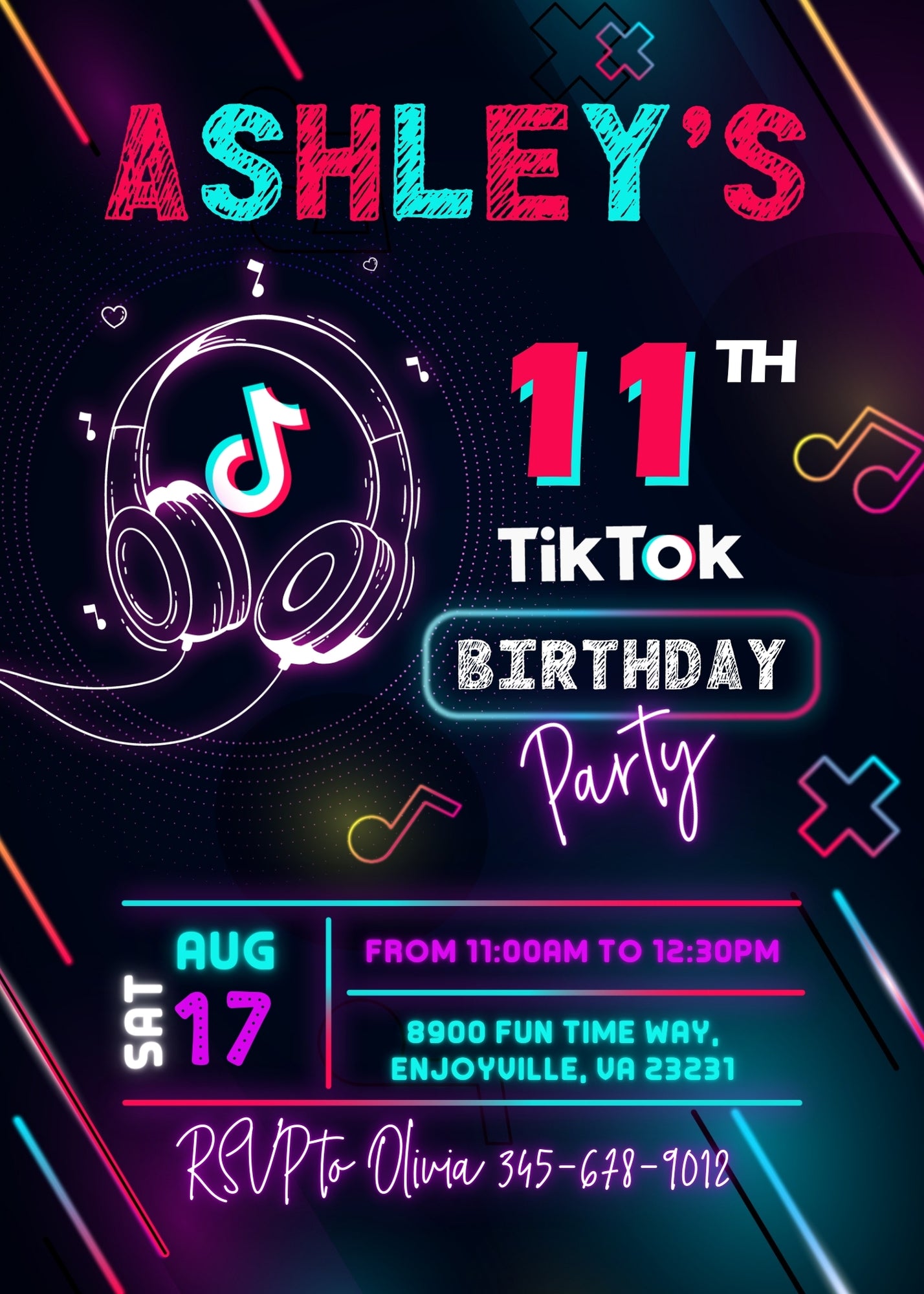 Tik Tok Party customizable invitation template | Share or Print | MR701