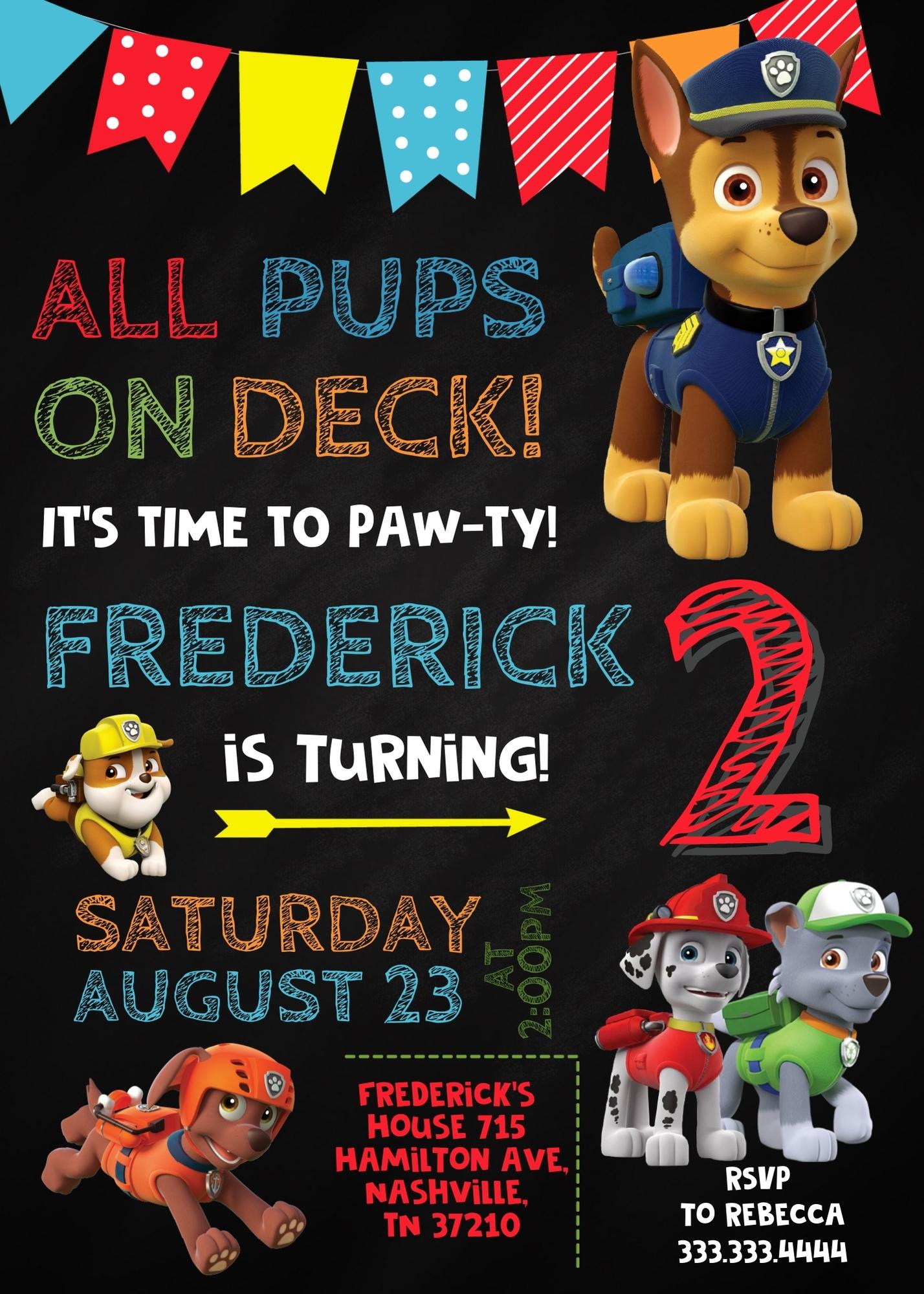 PAW Patrol customizable invitation template | Share or Print | TB608