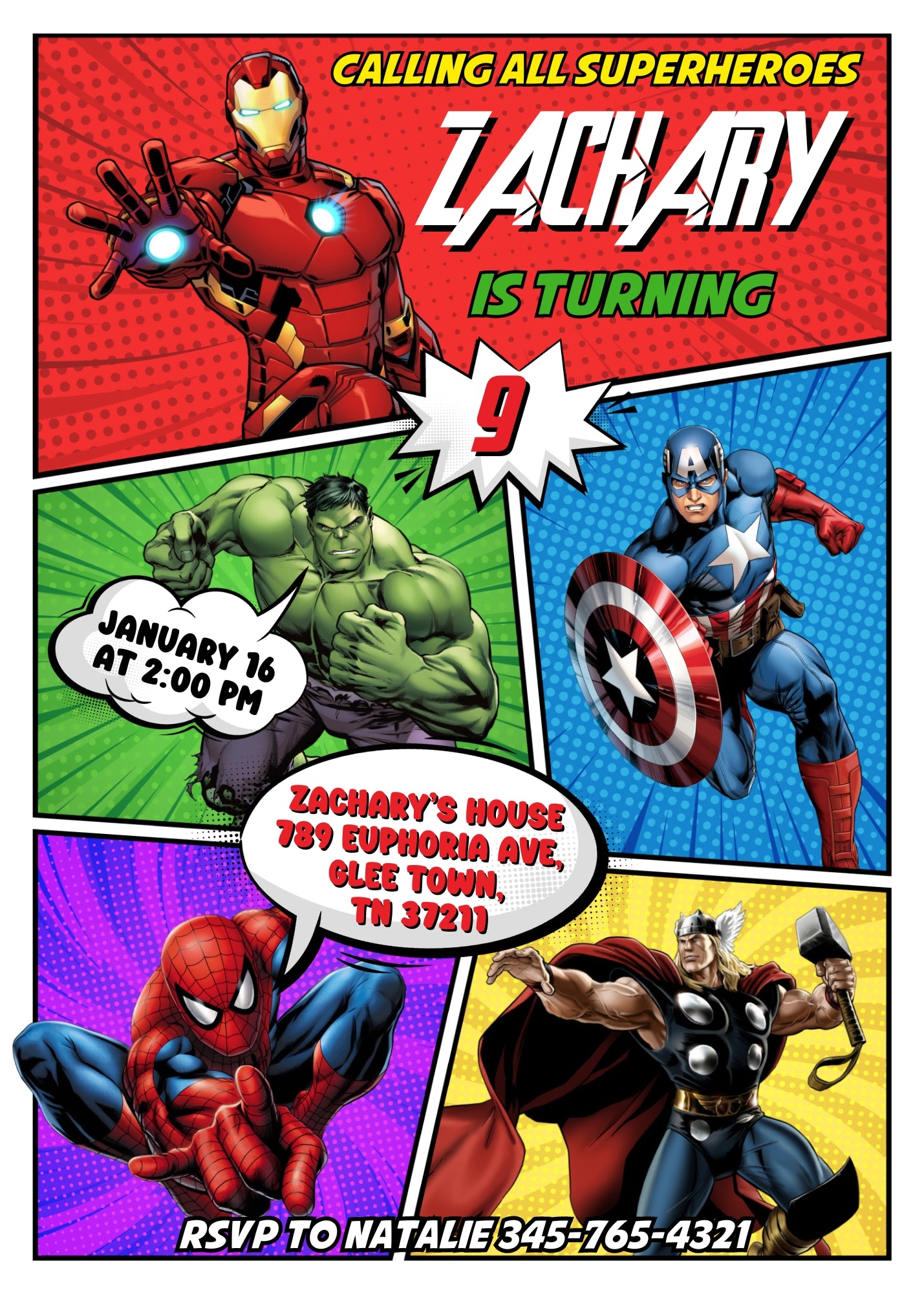 Avengers Marvel Superhero customizable invitation template | Share or Print | boy | KN596