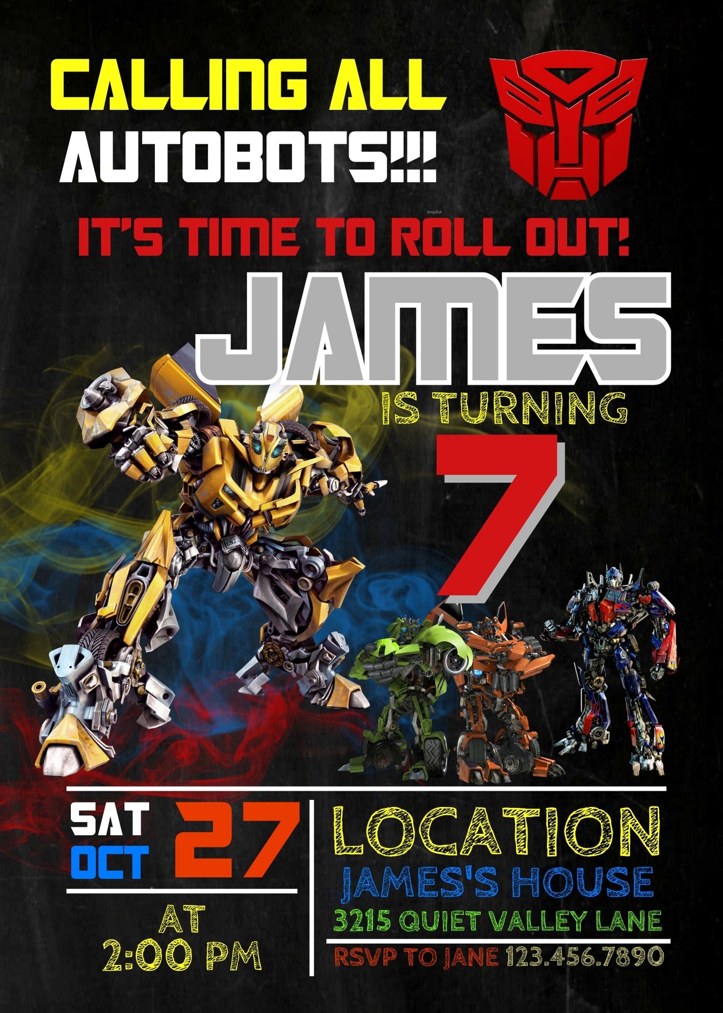 Transformers Rescue Bots customizable invitation template | Share or Print | boy | YW984