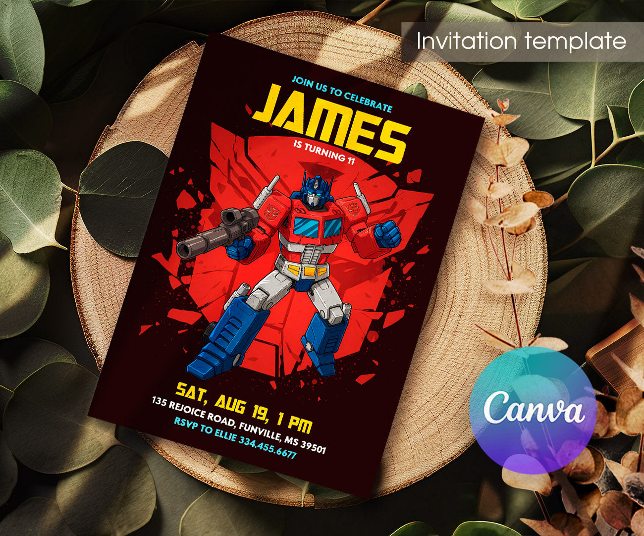 Transformers Rescue Bots customizable invitation template | Share or Print | boy | YB638