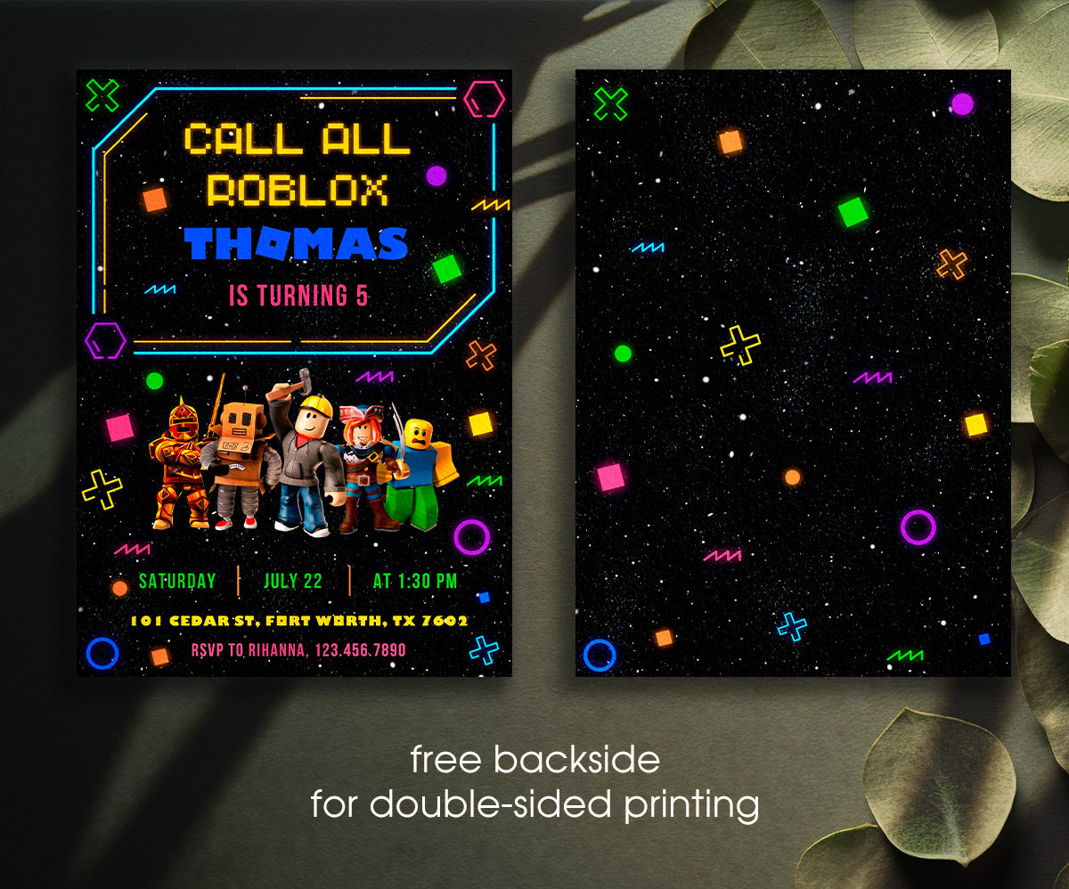 Roblox Gamer customizable invitation template | Share or Print | MW316