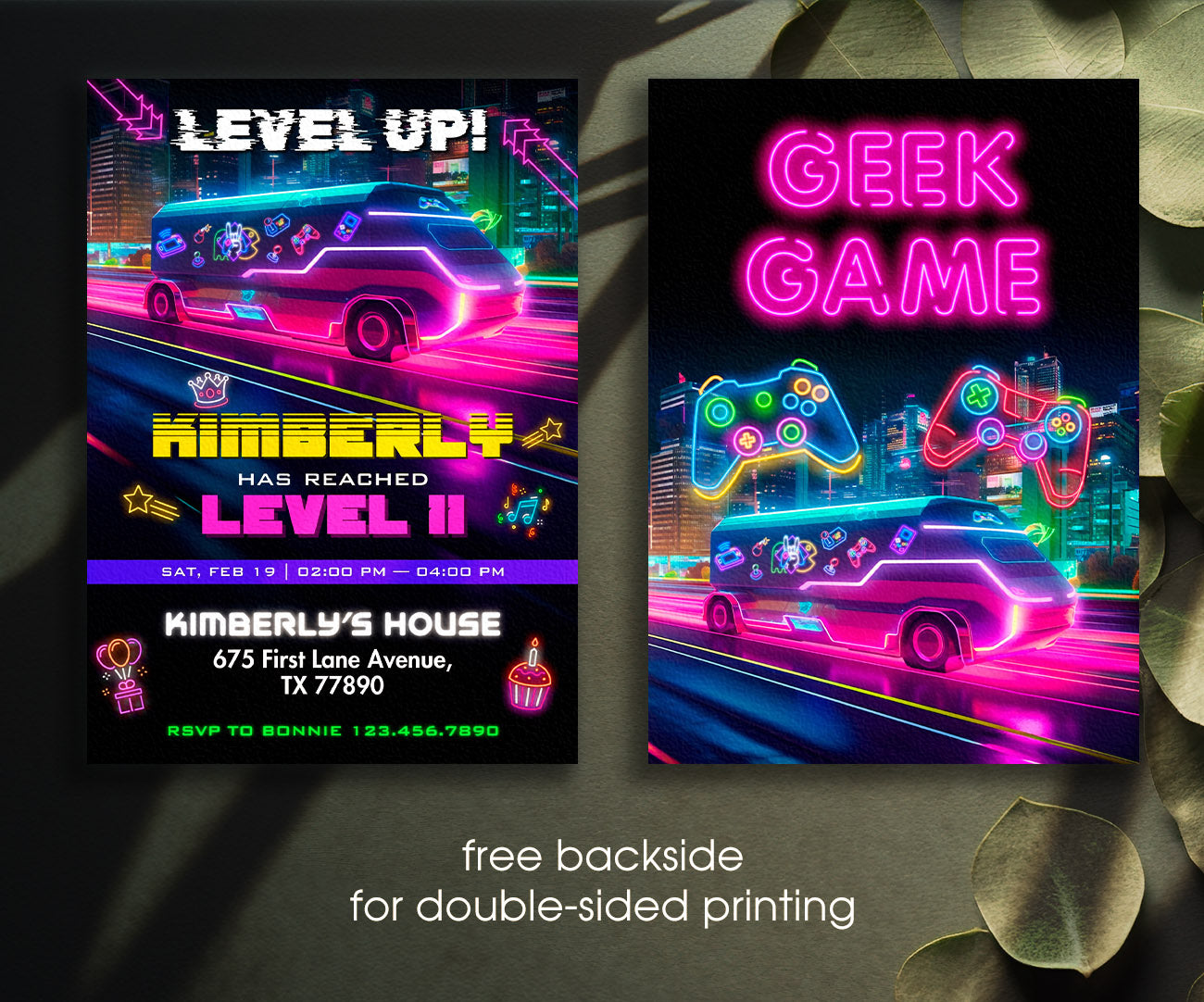 Video Game Bus Gamer customizable invitation template | Share or Print | boy | GI730