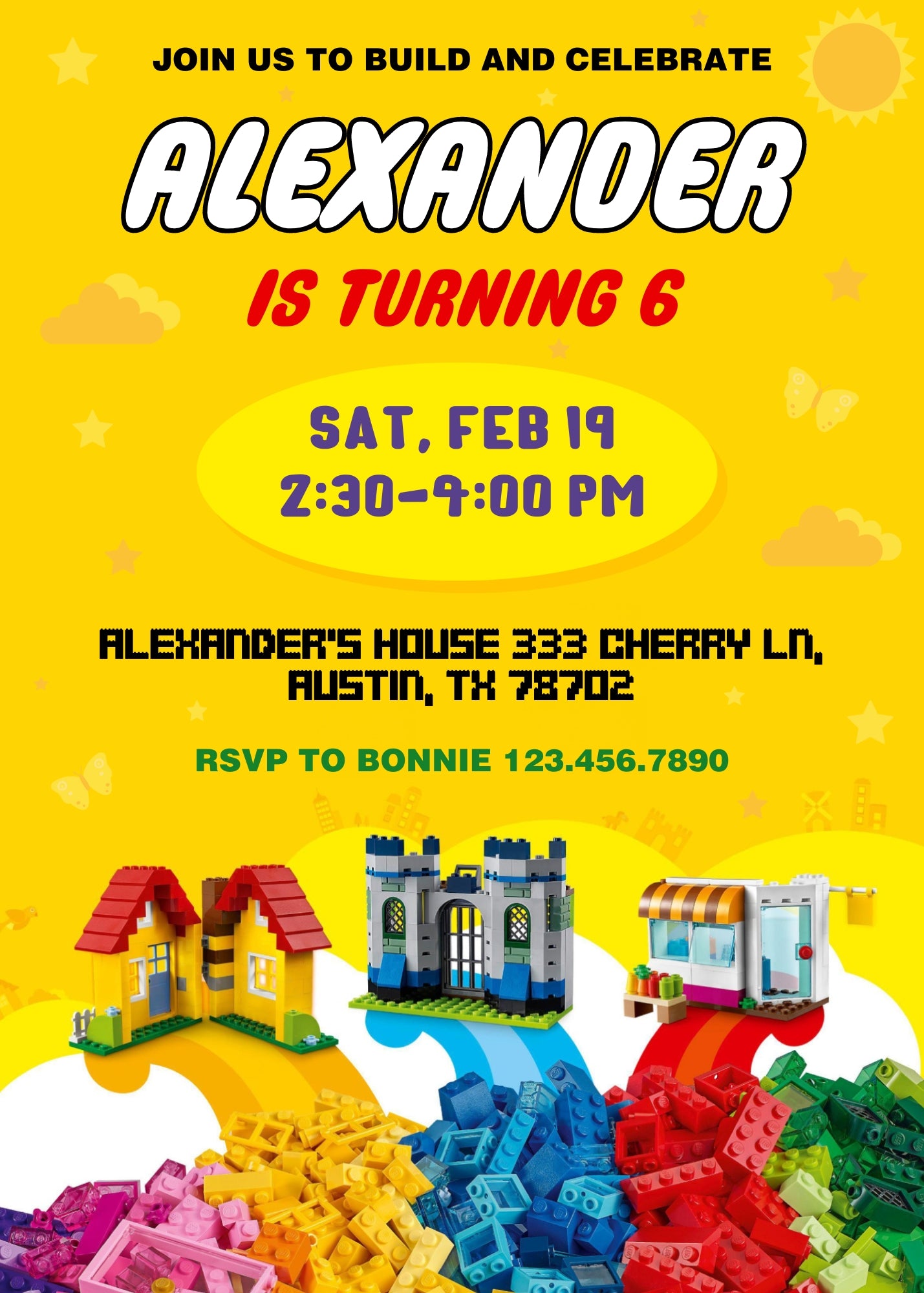 Lego customizable invitation template | Share or Print | YV418