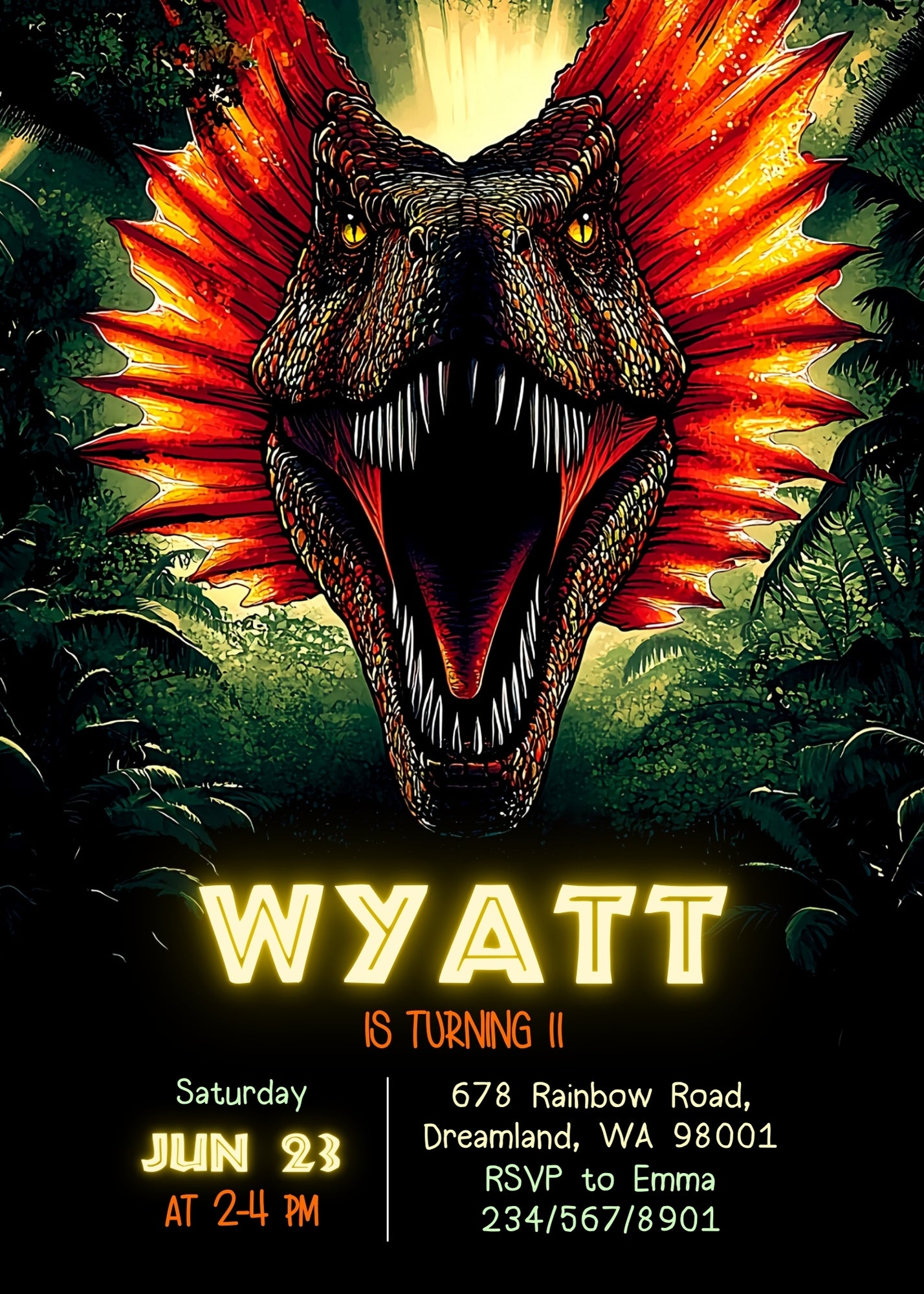 Jurassic World Dinosaur customizable invitation template | Share or Print | CQ863