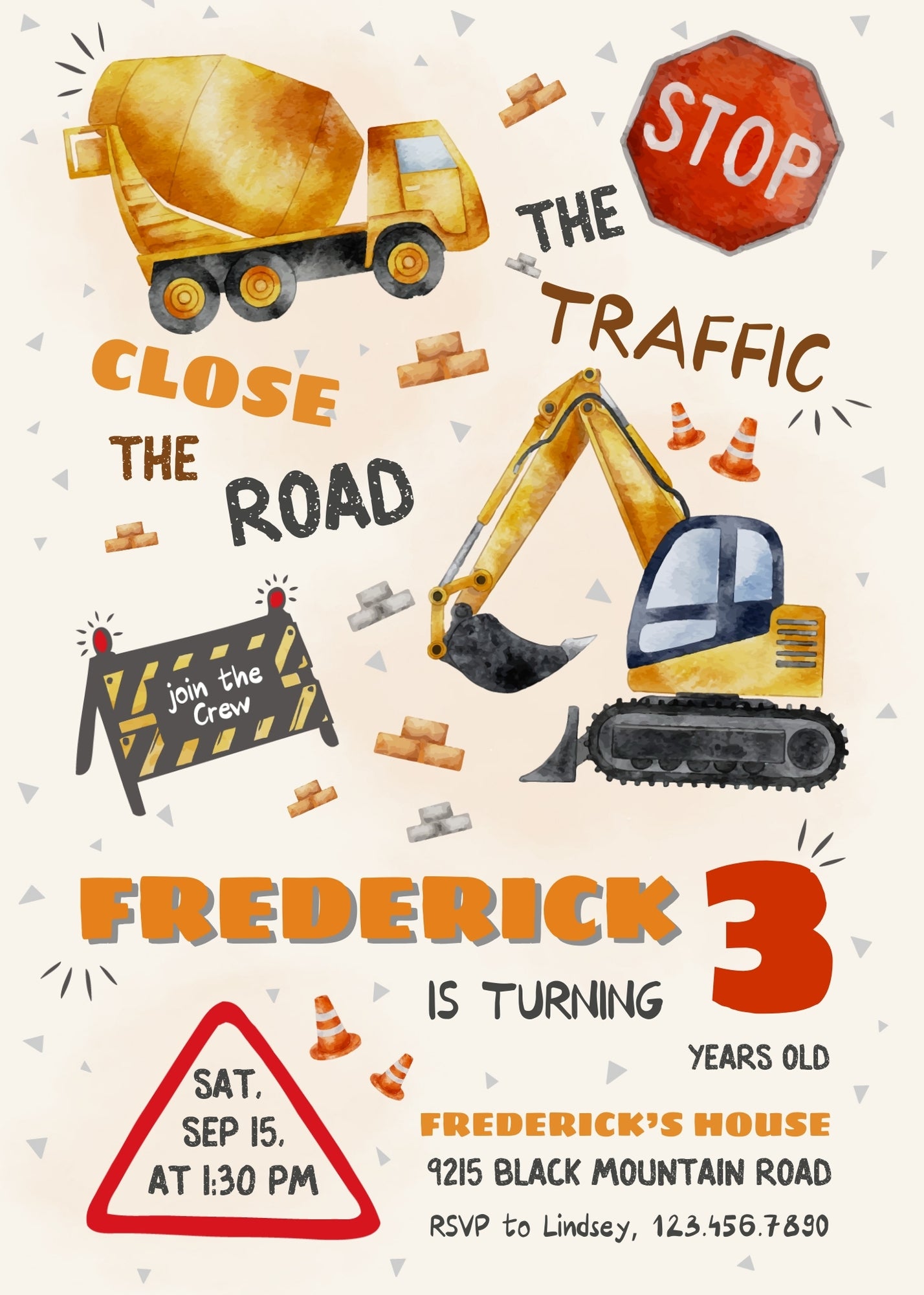 Dump Truck Construction customizable invitation template | Share or Print | boy | GQ586