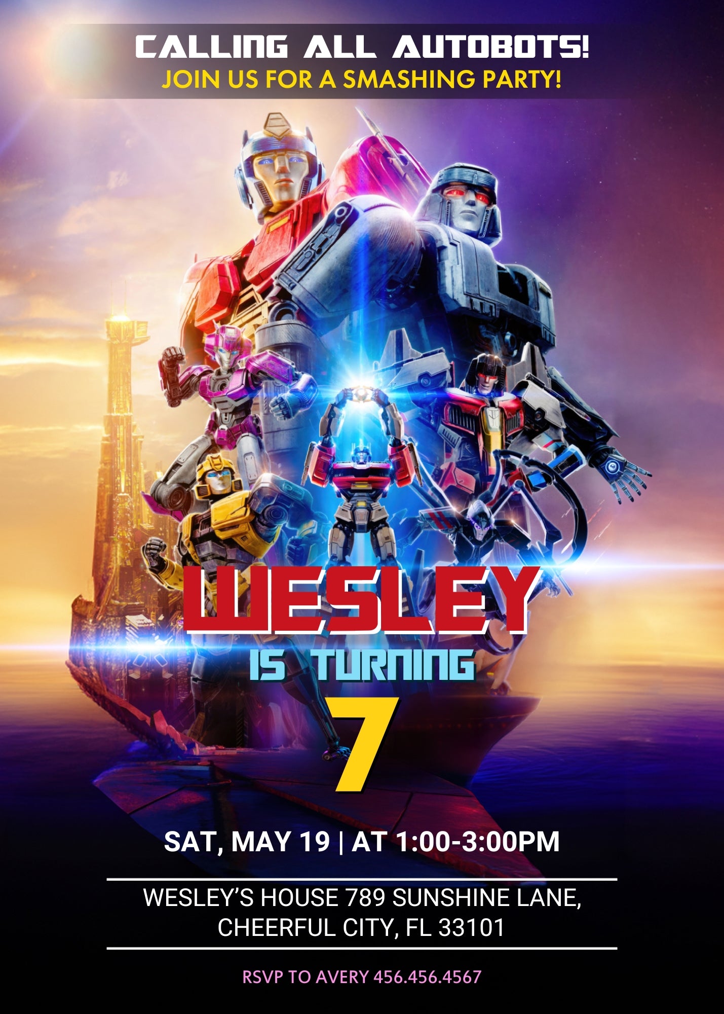 Transformers One Rescue Bots customizable invitation template | Share or Print | boy | KY457