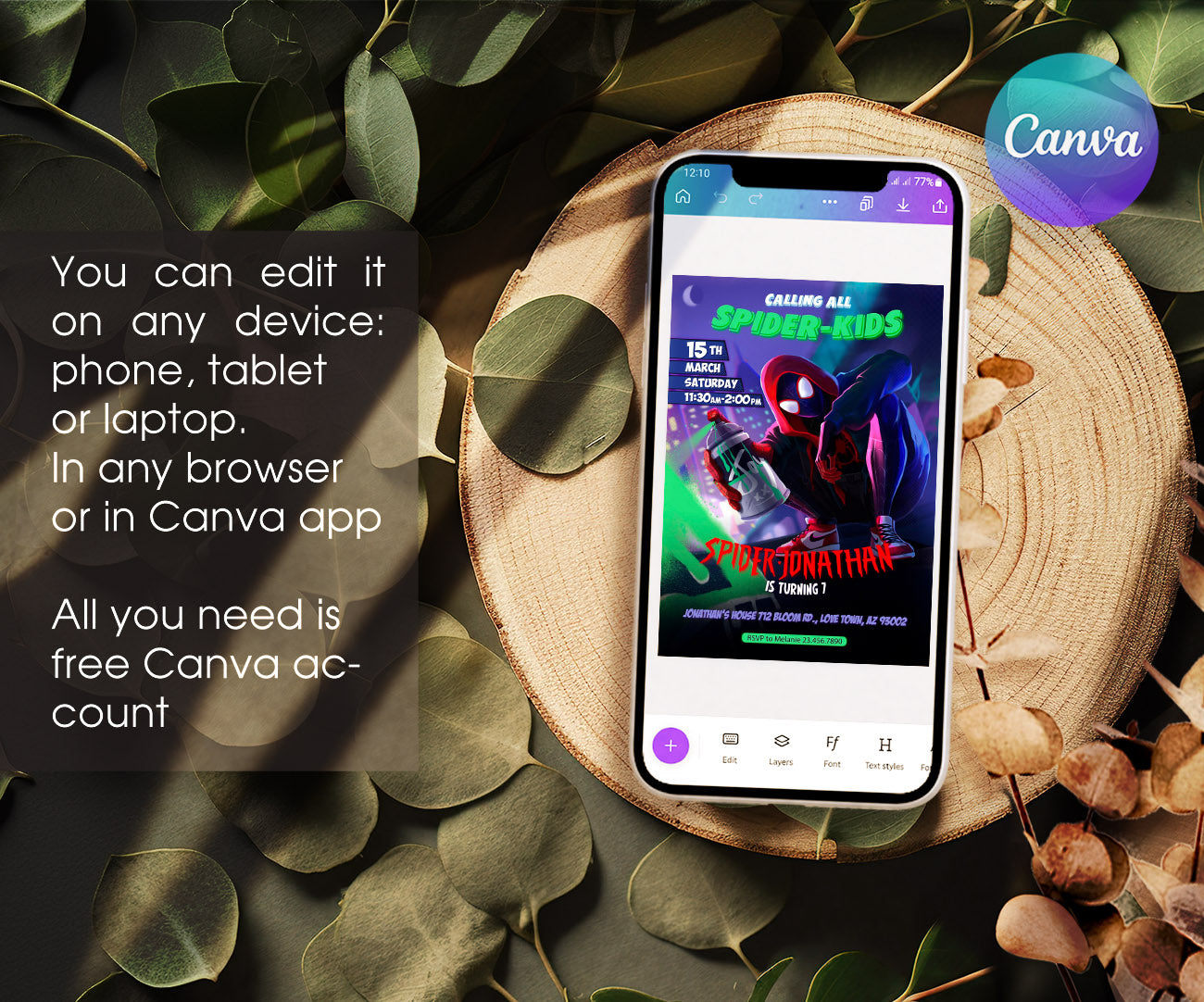 Spider Man Across the Spider-Verse customizable invitation template | Share or Print | boy | ZV696
