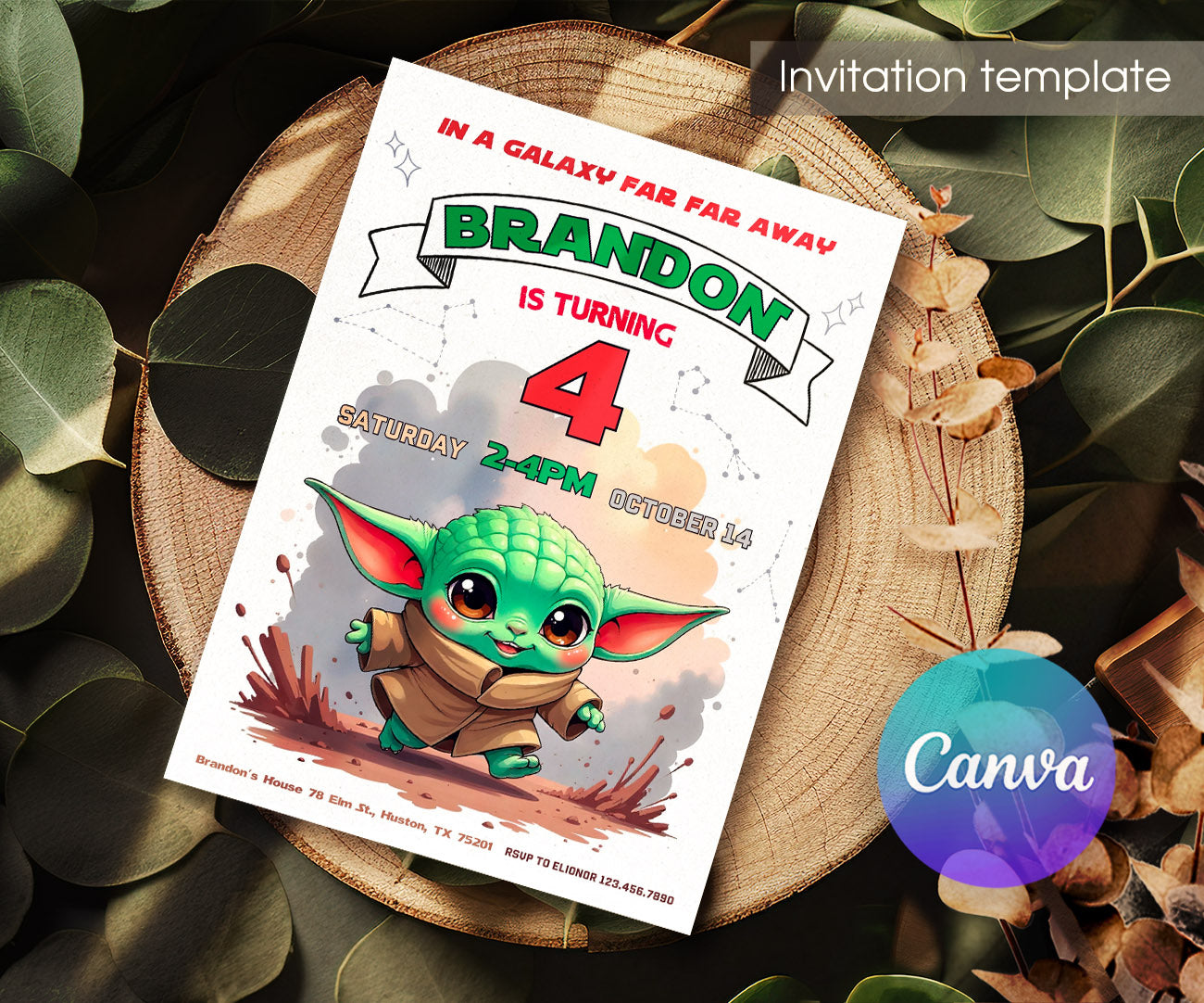 Baby Yoda Grogu Star Wars Mandalorian customizable invitation template | Share or Print | boy | IO415