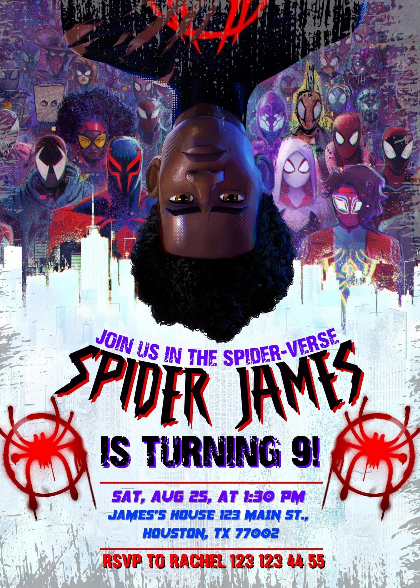 Spider Man Across the Spider-Verse customizable invitation template | Share or Print | boy | EO231