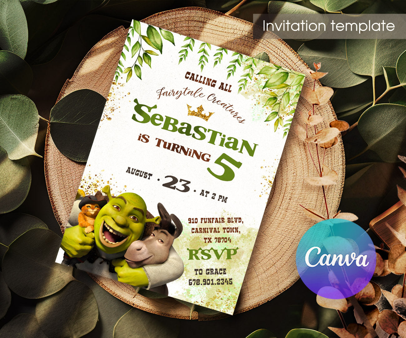 Shrek customizable invitation template | Share or Print | BP338