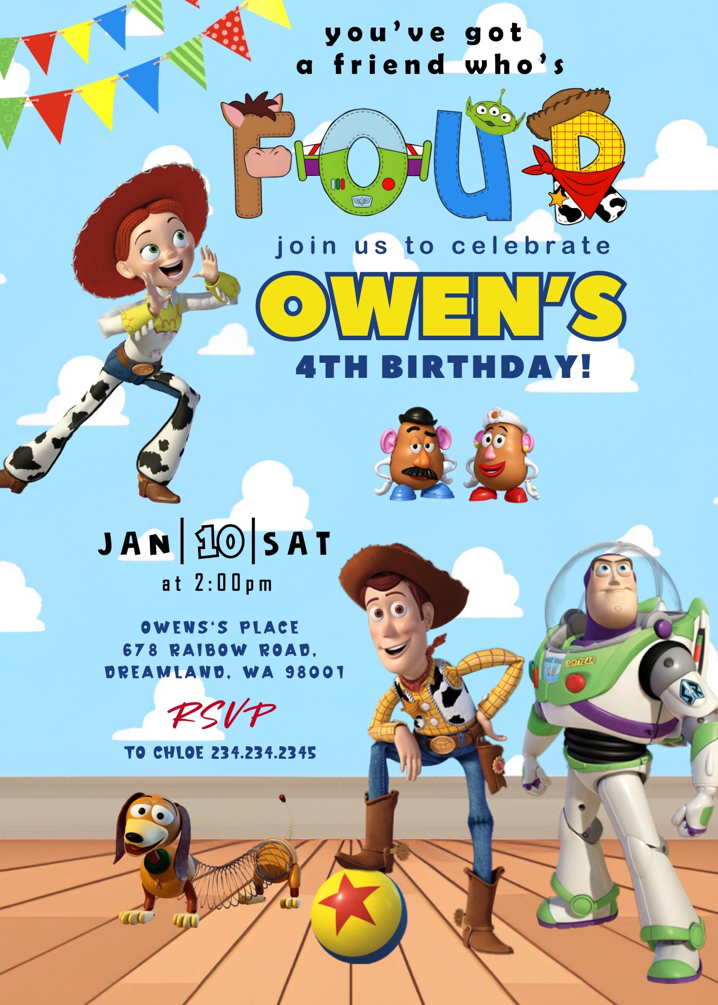 Toy Story Woody customizable invitation template | Share or Print | HY185