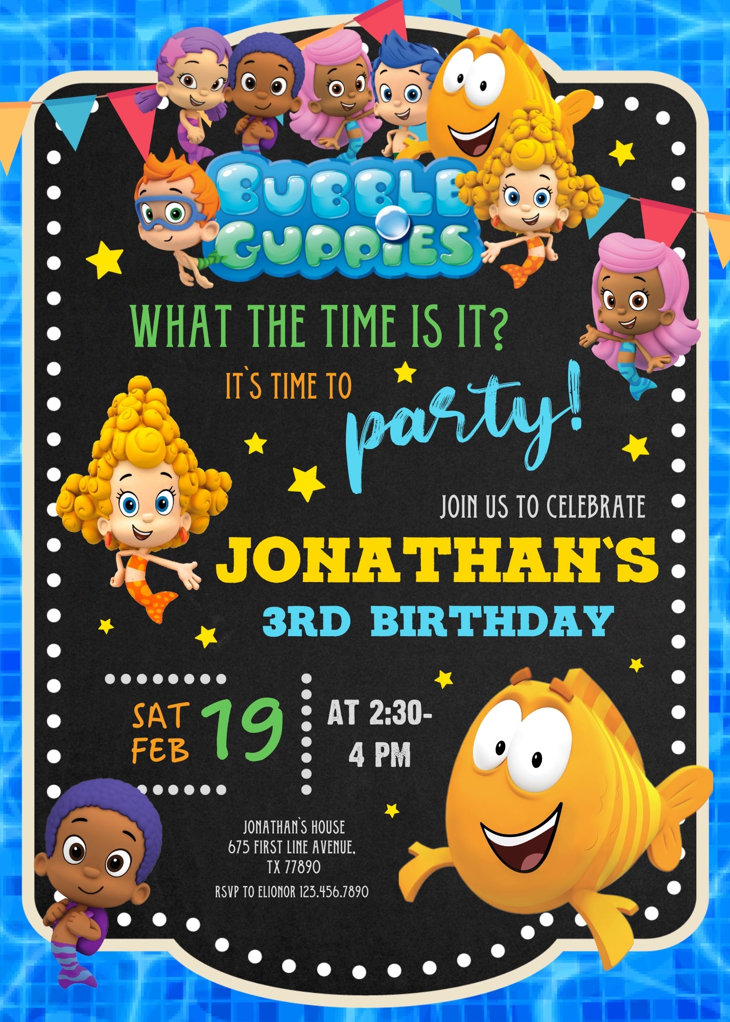 Bubble Guppies customizable invitation template | Share or Print | EJ196