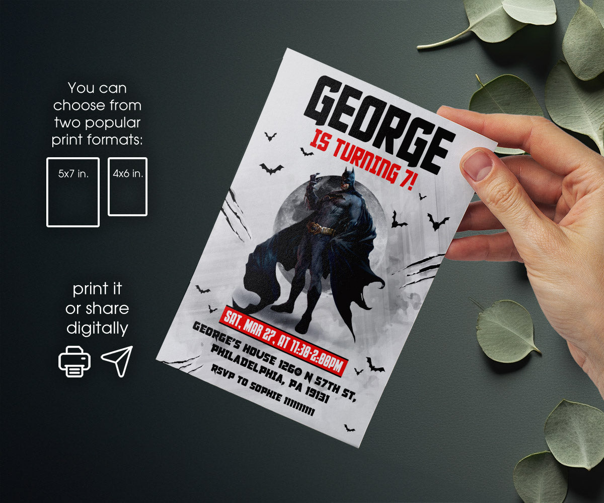 Batman Superhero DC customizable invitation template | Share or Print | CV795