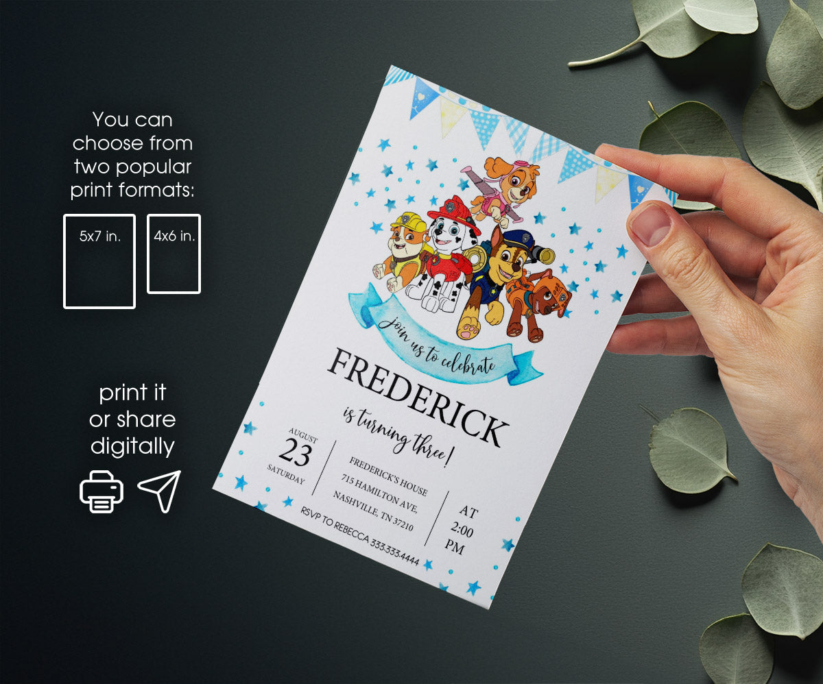 PAW Patrol customizable invitation template | Share or Print | IP795