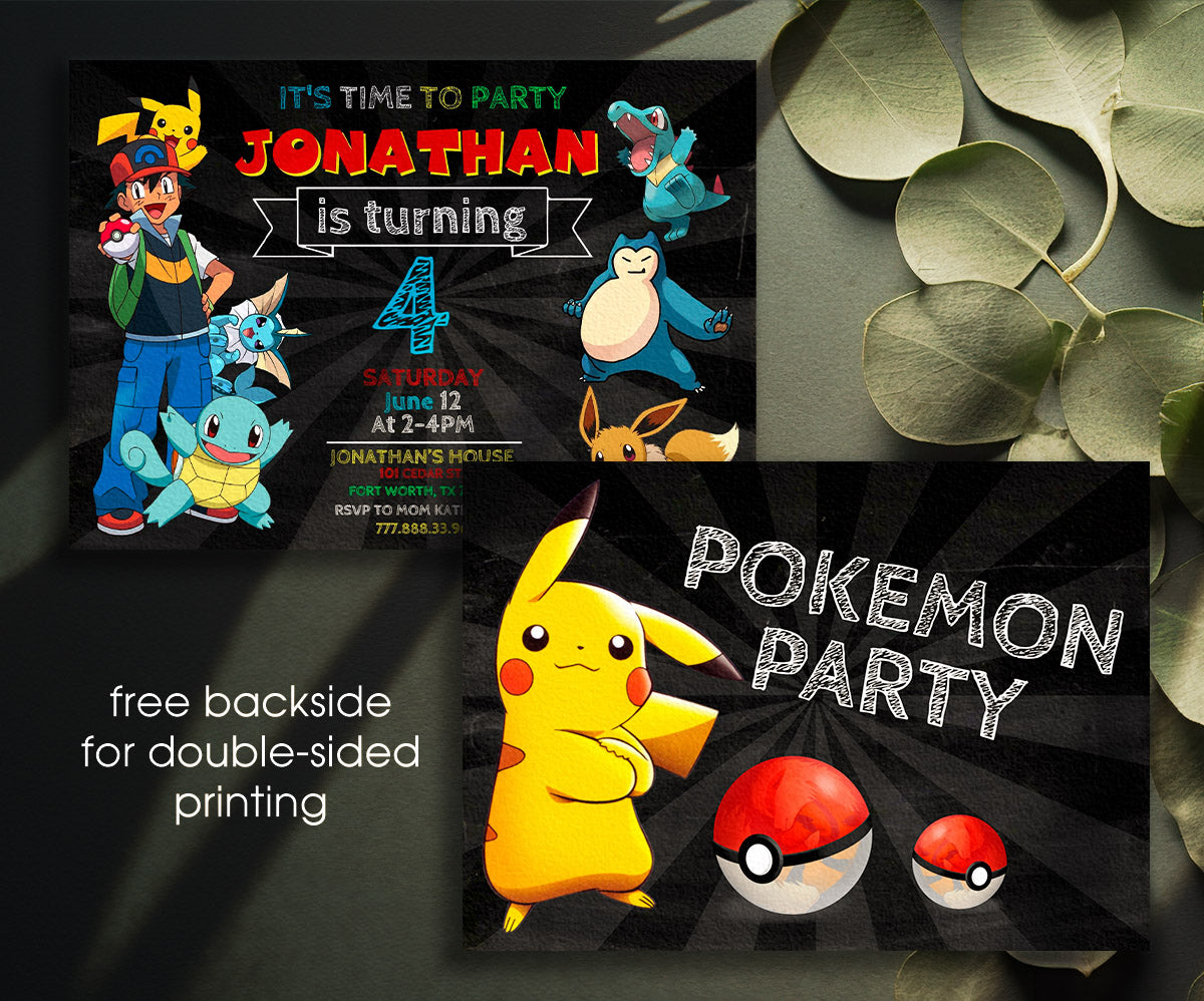 Pokemon Pikachu customizable invitation template | Share or Print | VR614