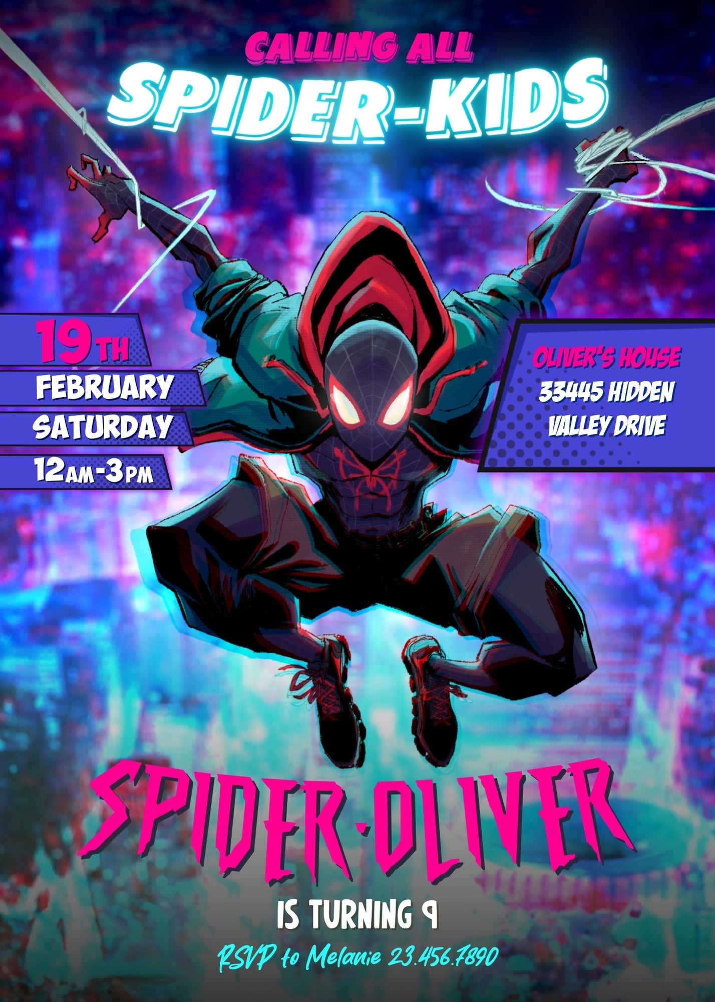 Spider Man Across the Spider-Verse customizable invitation template | Share or Print | boy | VI153