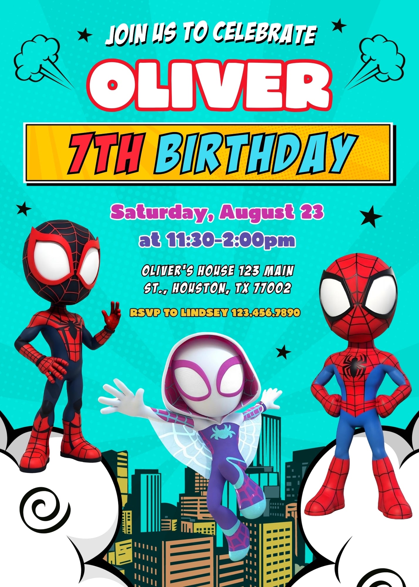 Spidey and His Amazing Friends customizable invitation template | Share or Print | boy | DC179