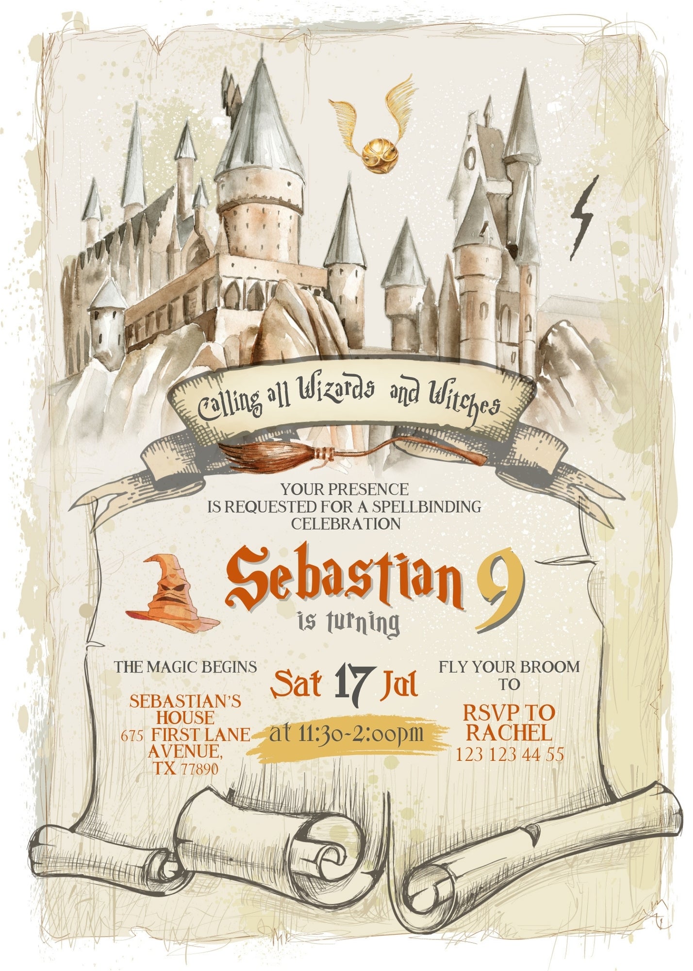 Harry Potter customizable invitation template | Share or Print | WO409
