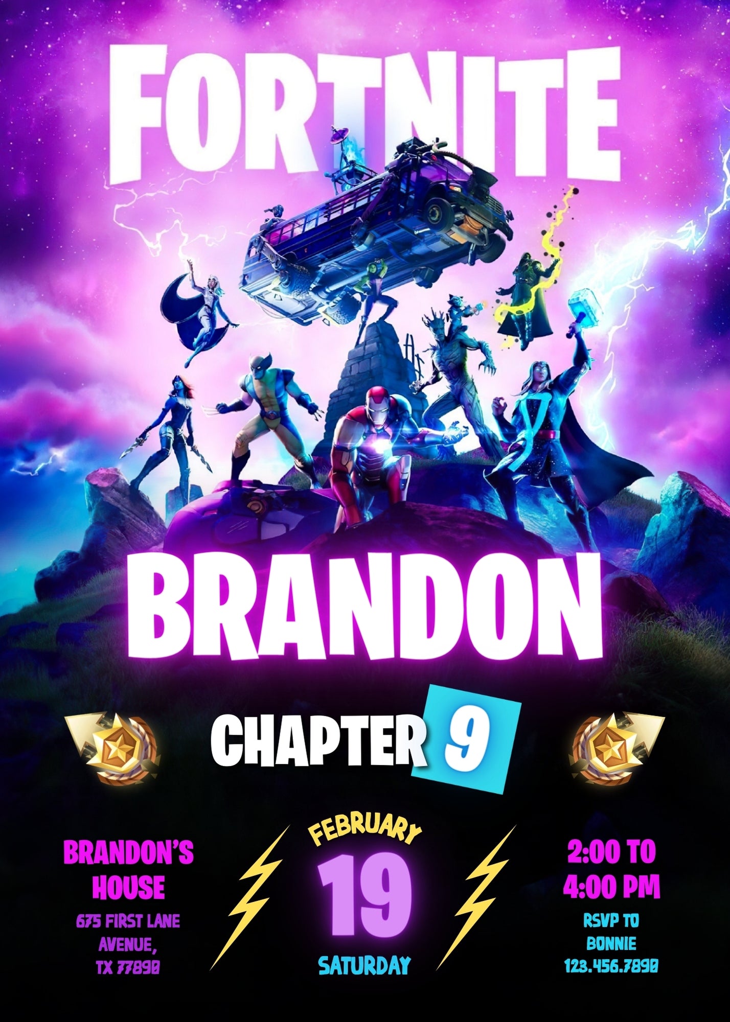Fortnite Gamer customizable invitation template | Share or Print | boy | MP828