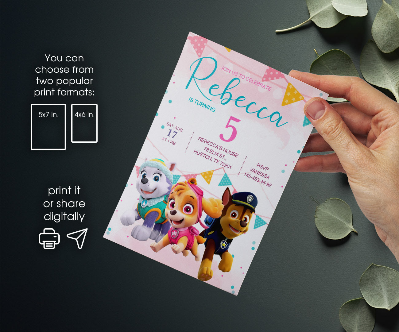 PAW Patrol customizable invitation template | Share or Print | XJ850