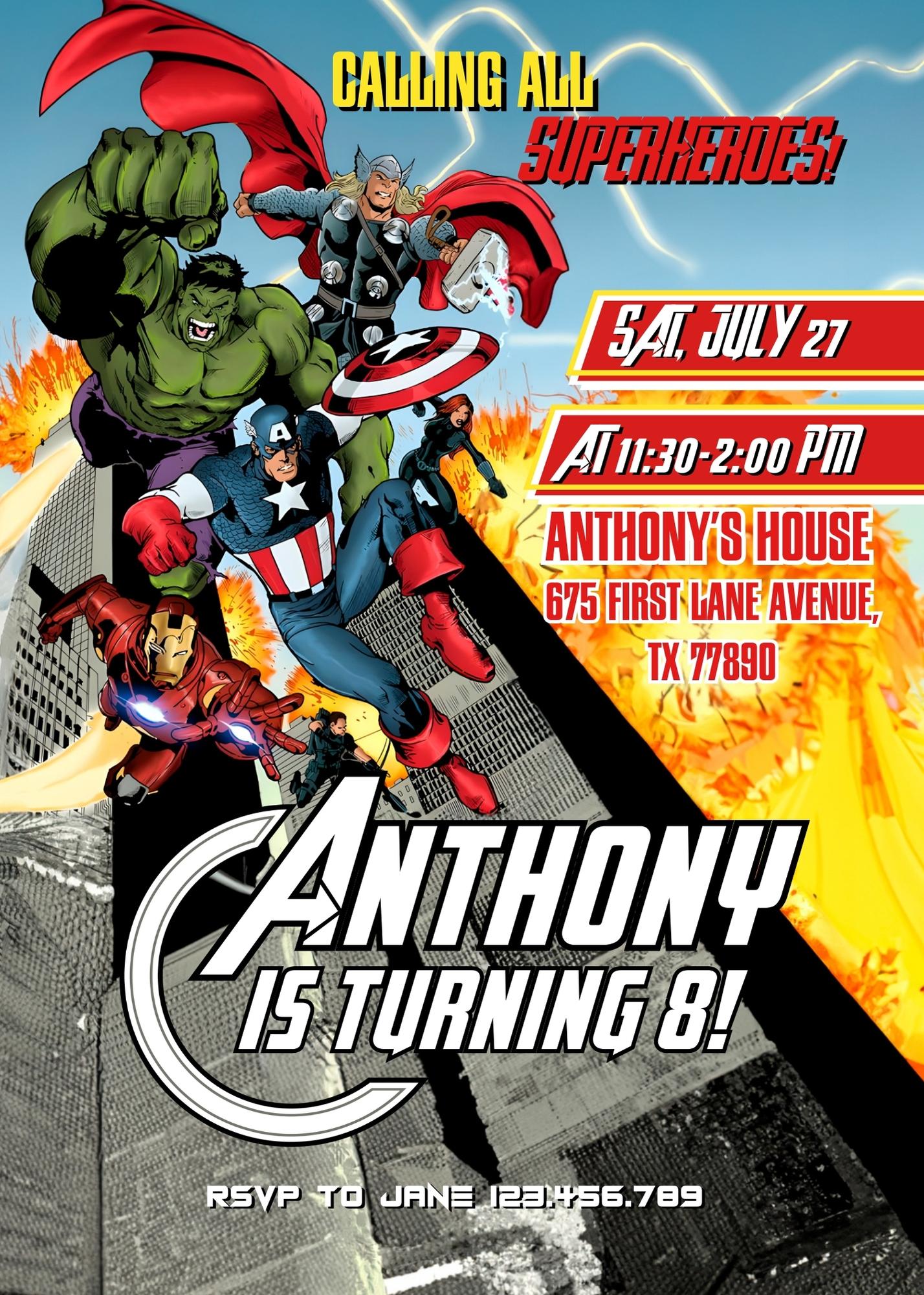 Avengers Marvel Superhero customizable invitation template | Share or Print | boy | MB782