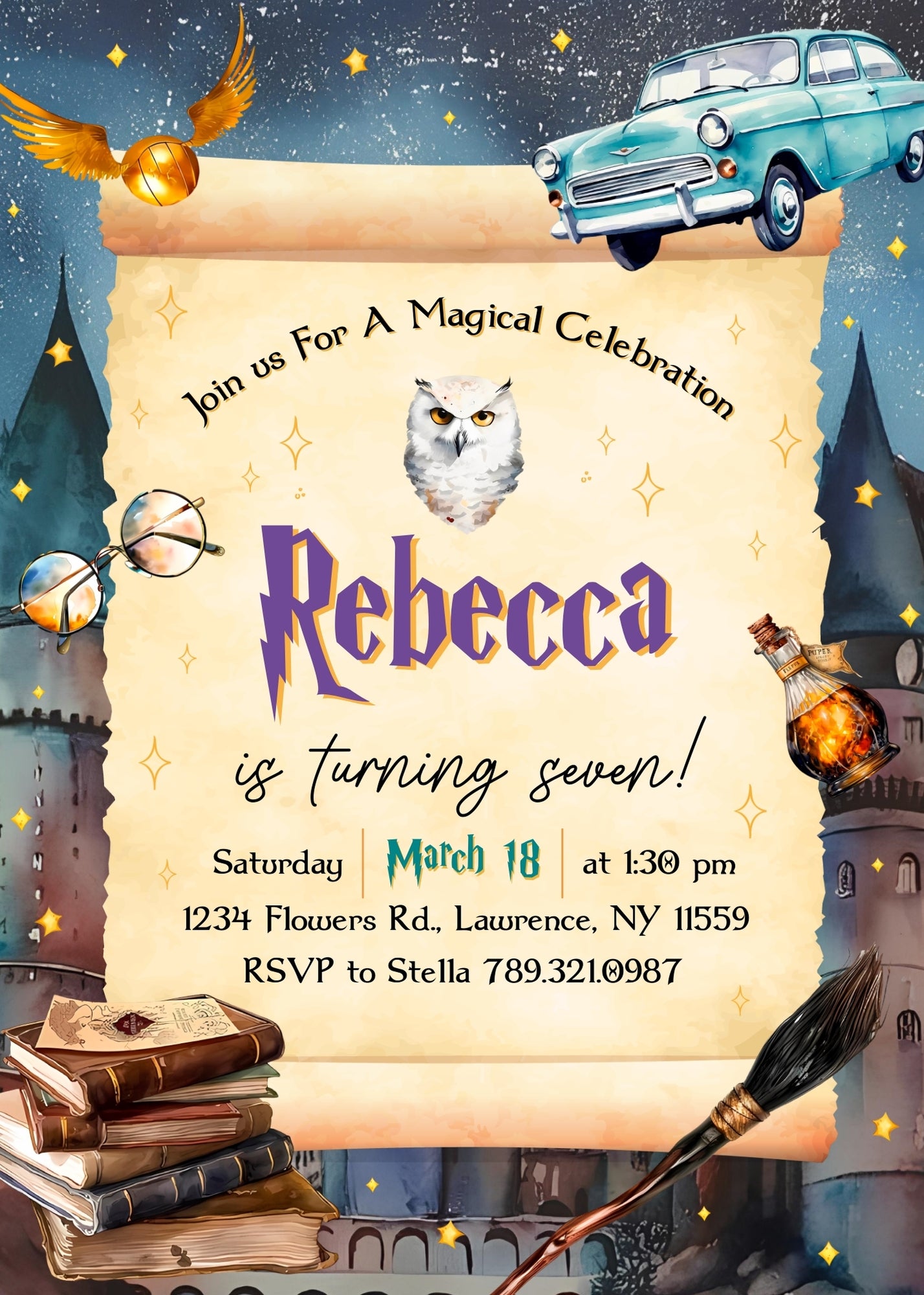 Harry Potter customizable invitation template | Share or Print | ZT151