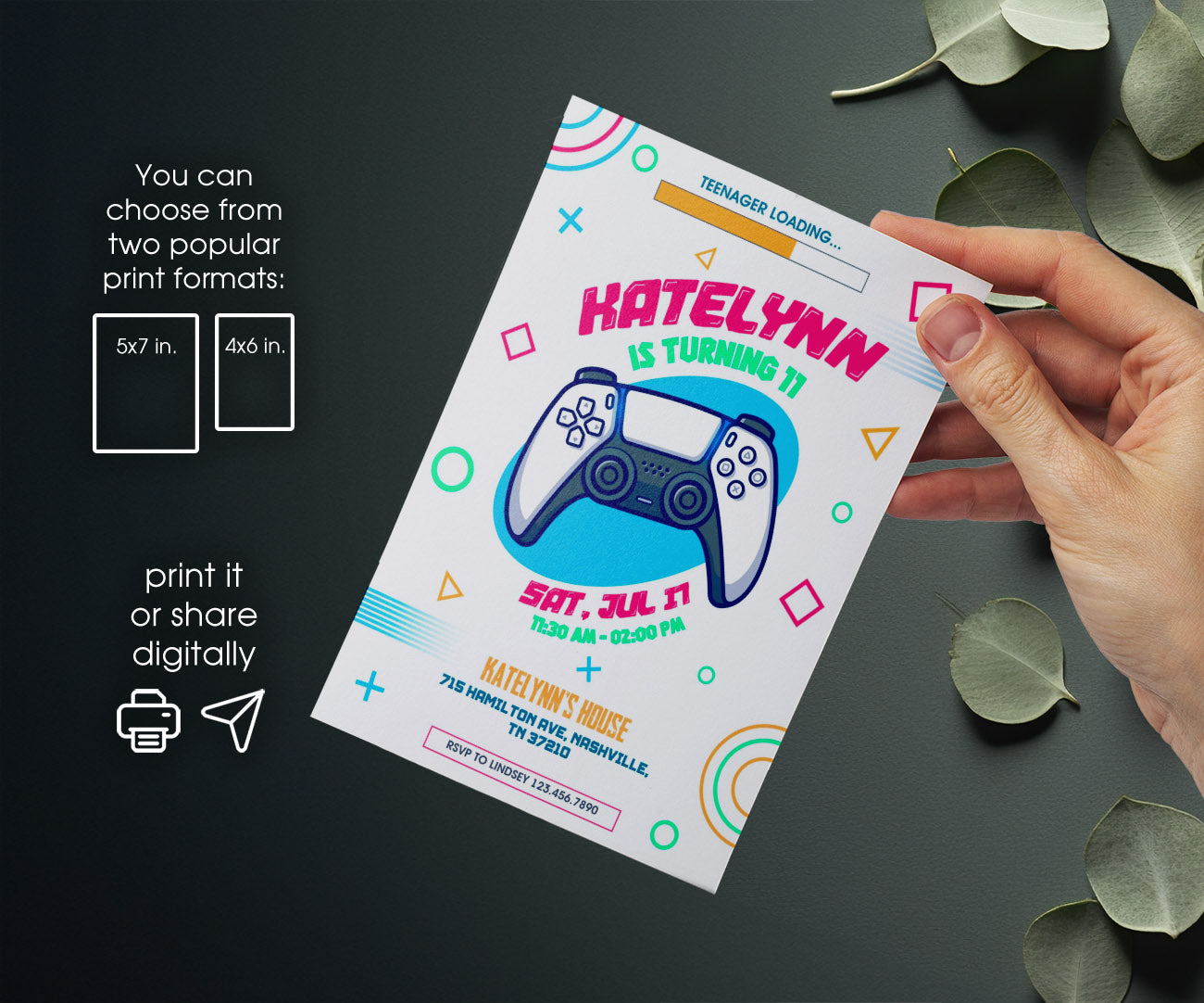 Gamer Party customizable invitation template | Share or Print | boy | OV558