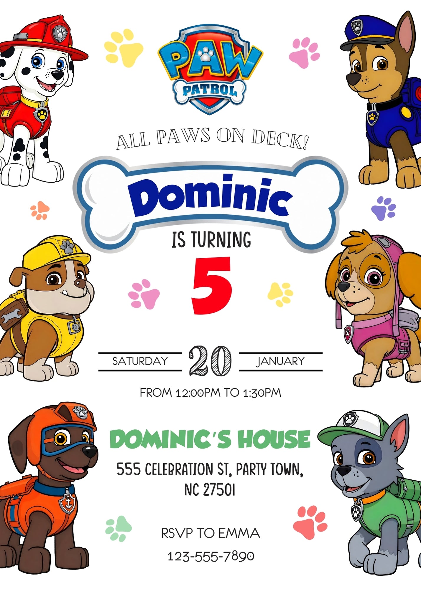 PAW Patrol customizable invitation template | Share or Print | JK943