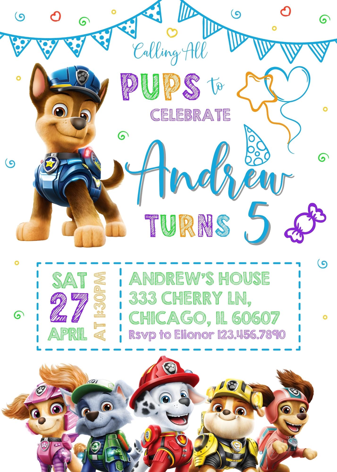 PAW Patrol customizable invitation template | Share or Print | UU262