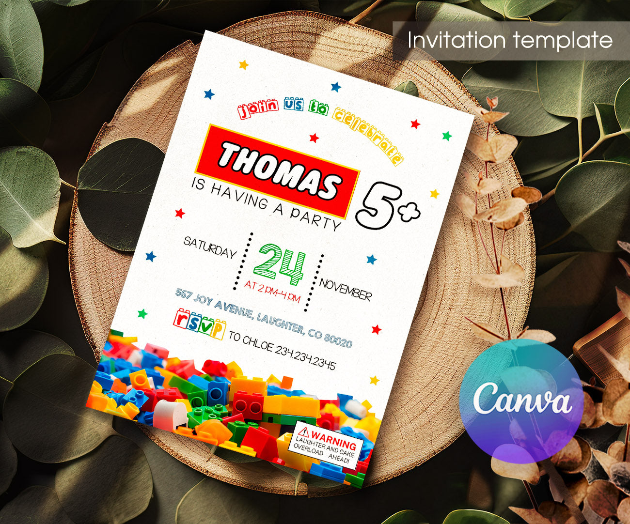 Lego customizable invitation template | Share or Print | OL742