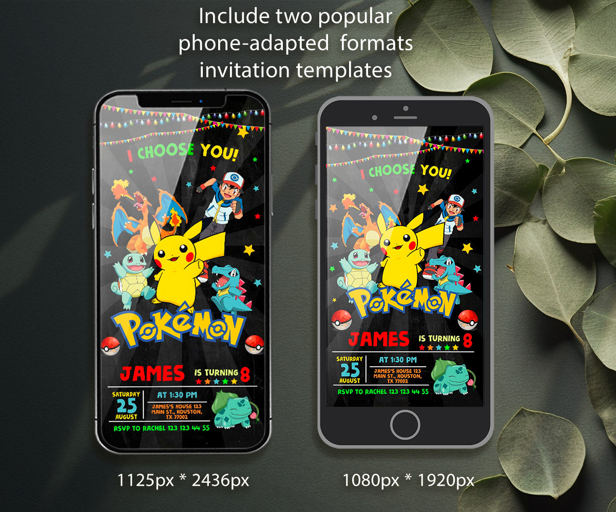 Pokemon Pikachu customizable invitation template | Share or Print | GF092