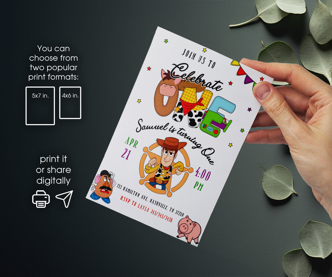 Toy Story Woody customizable invitation template | Share or Print | KO932