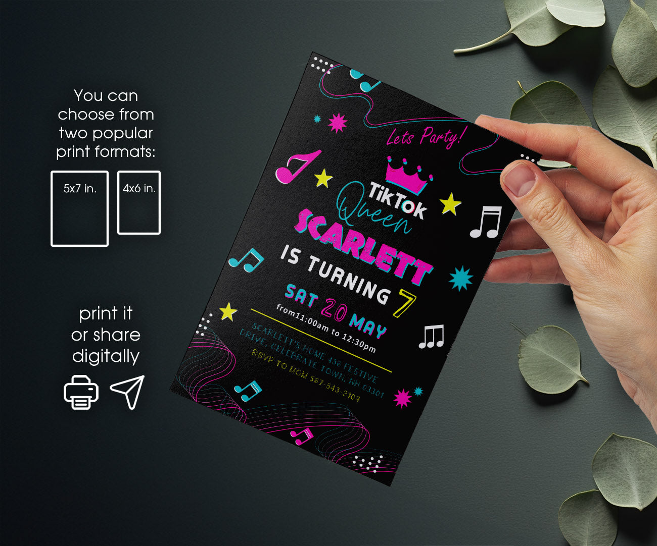 Tik Tok Party customizable invitation template | Share or Print | WC868