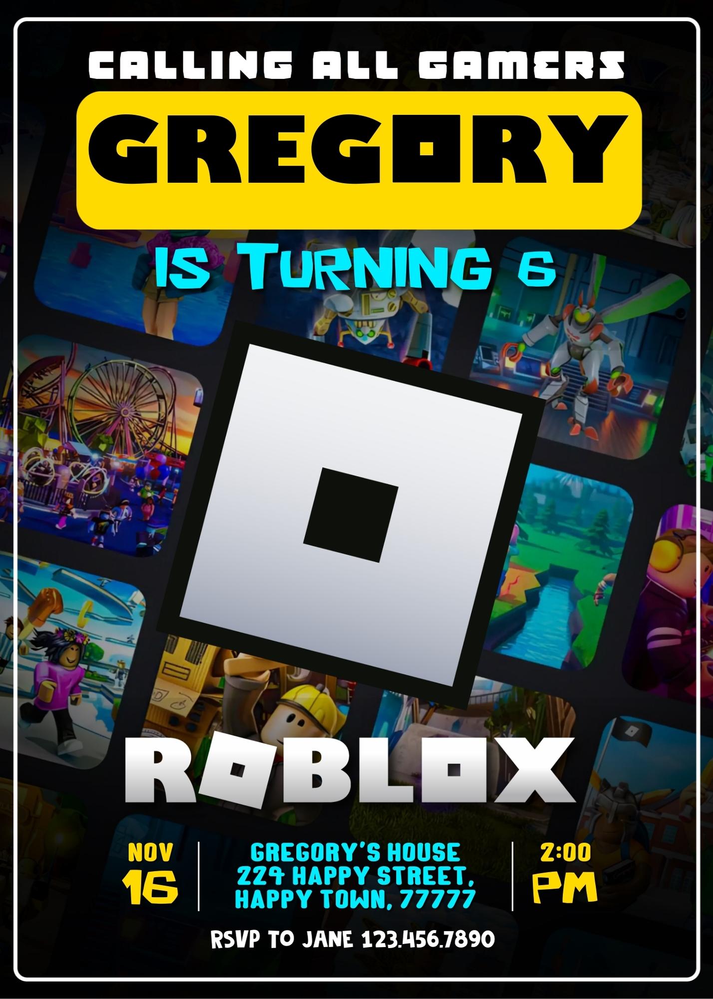 Roblox Gamer customizable invitation template | Share or Print | CC694