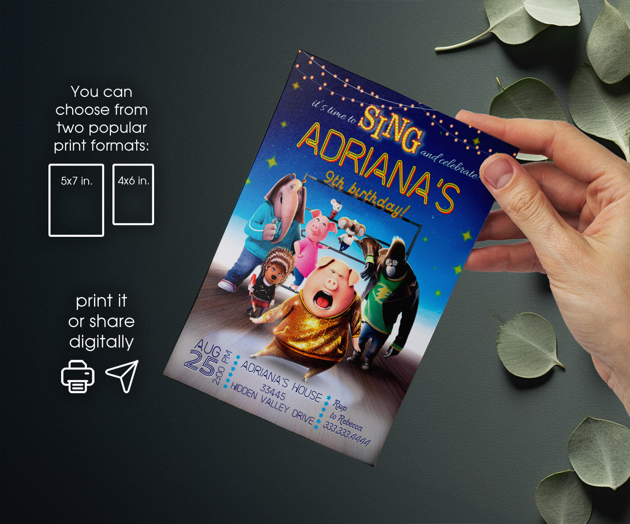 Sing Two Karaoke customizable invitation template | Share or Print | AC818