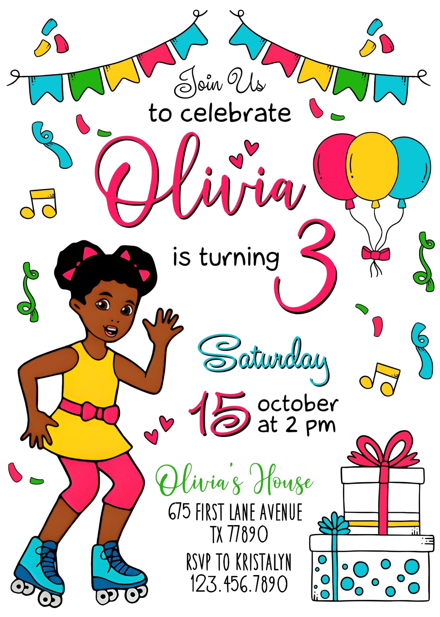 Gracie's Corner Music customizable invitation template | Share or Print | girl | IJ730