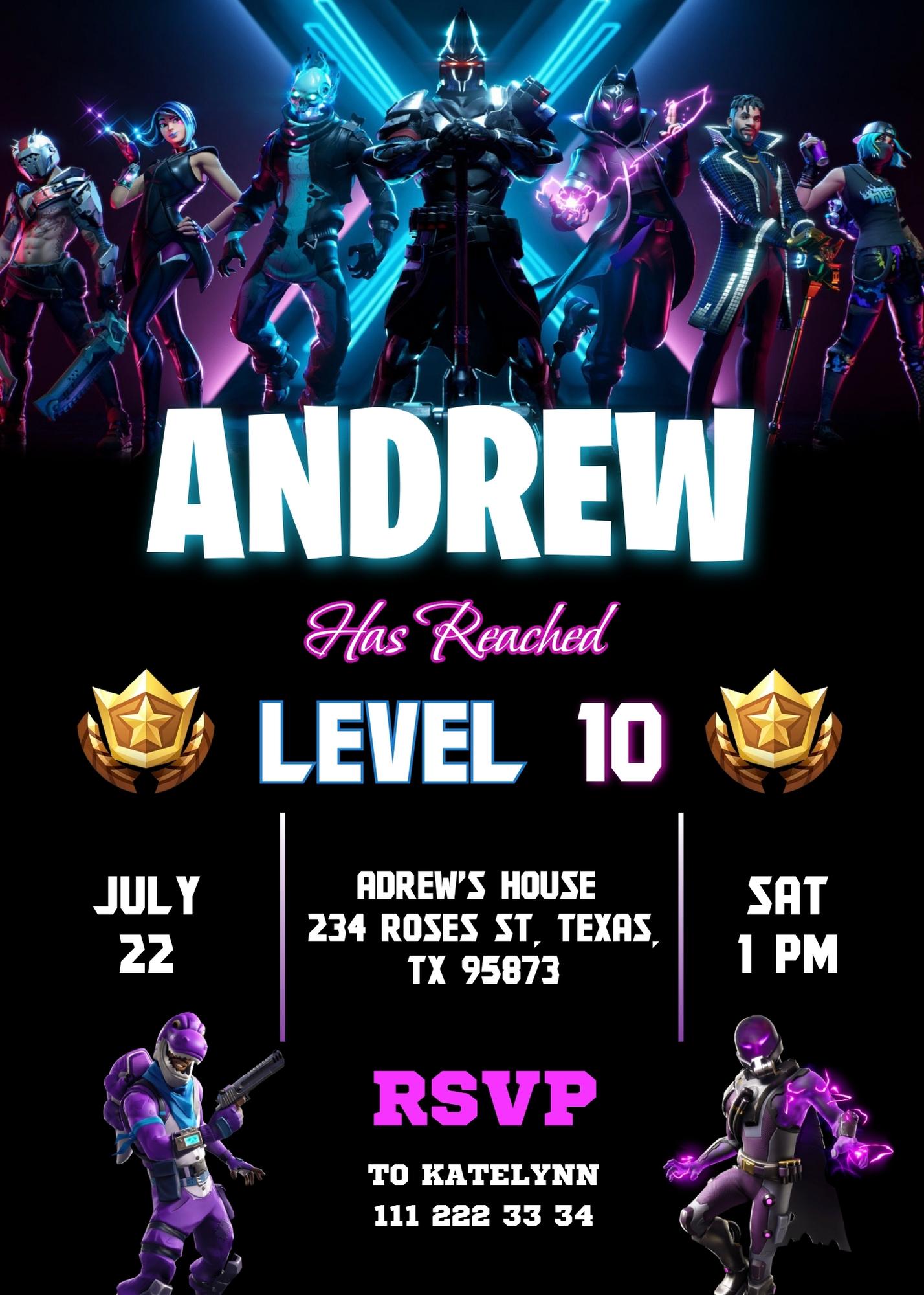 Fortnite Gamer customizable invitation template | Share or Print | boy | VG276