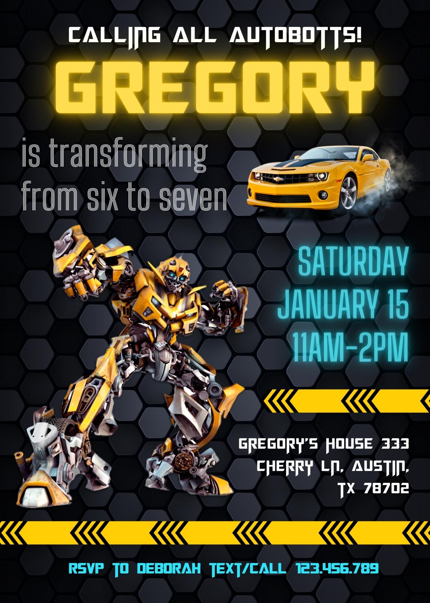 Transformers Rescue Bots customizable invitation template | Share or Print | boy | OB882