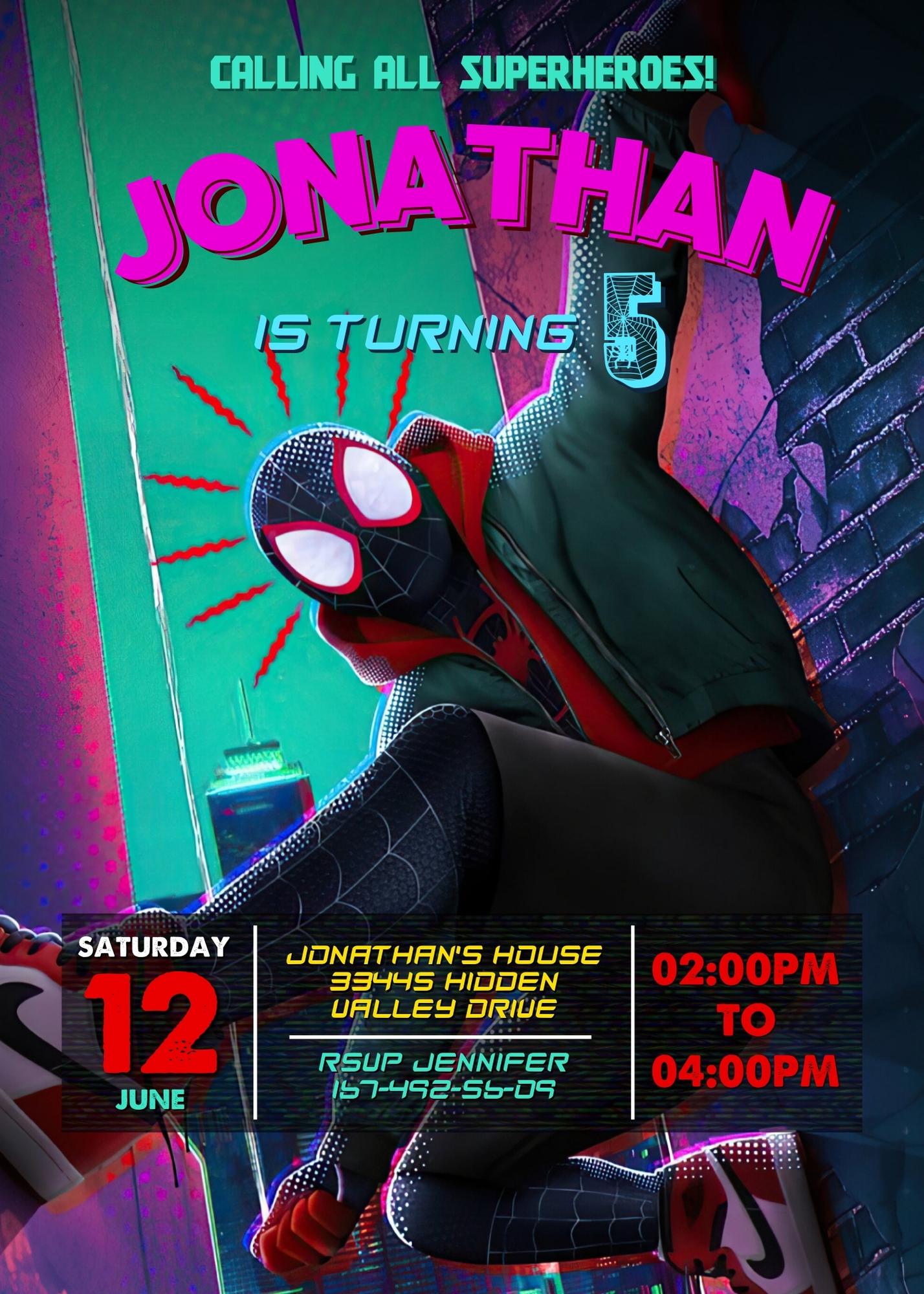 Spider Man Across the Spider-Verse customizable invitation template | Share or Print | boy | OU099