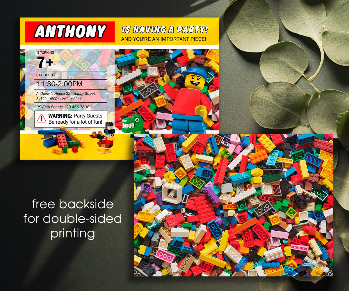 Lego Minifigures customizable invitation template | Share or Print | XA763