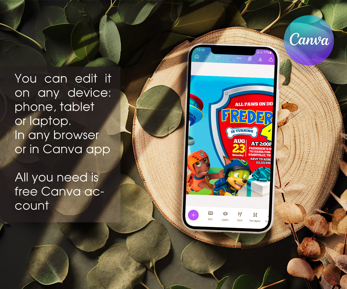 PAW Patrol customizable invitation template | Share or Print | JA685
