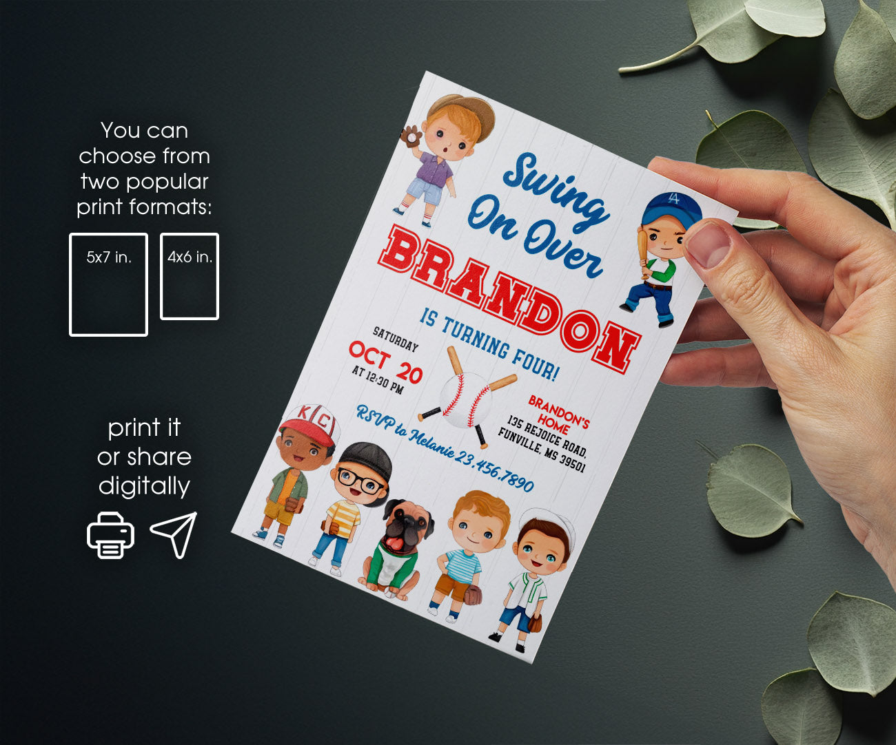 Baseball MLB Sport customizable invitation template | Share or Print | NQ492