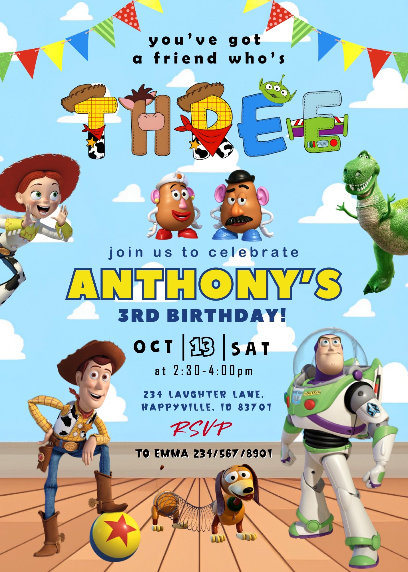 Toy Story Woody customizable invitation template | Share or Print | CB810