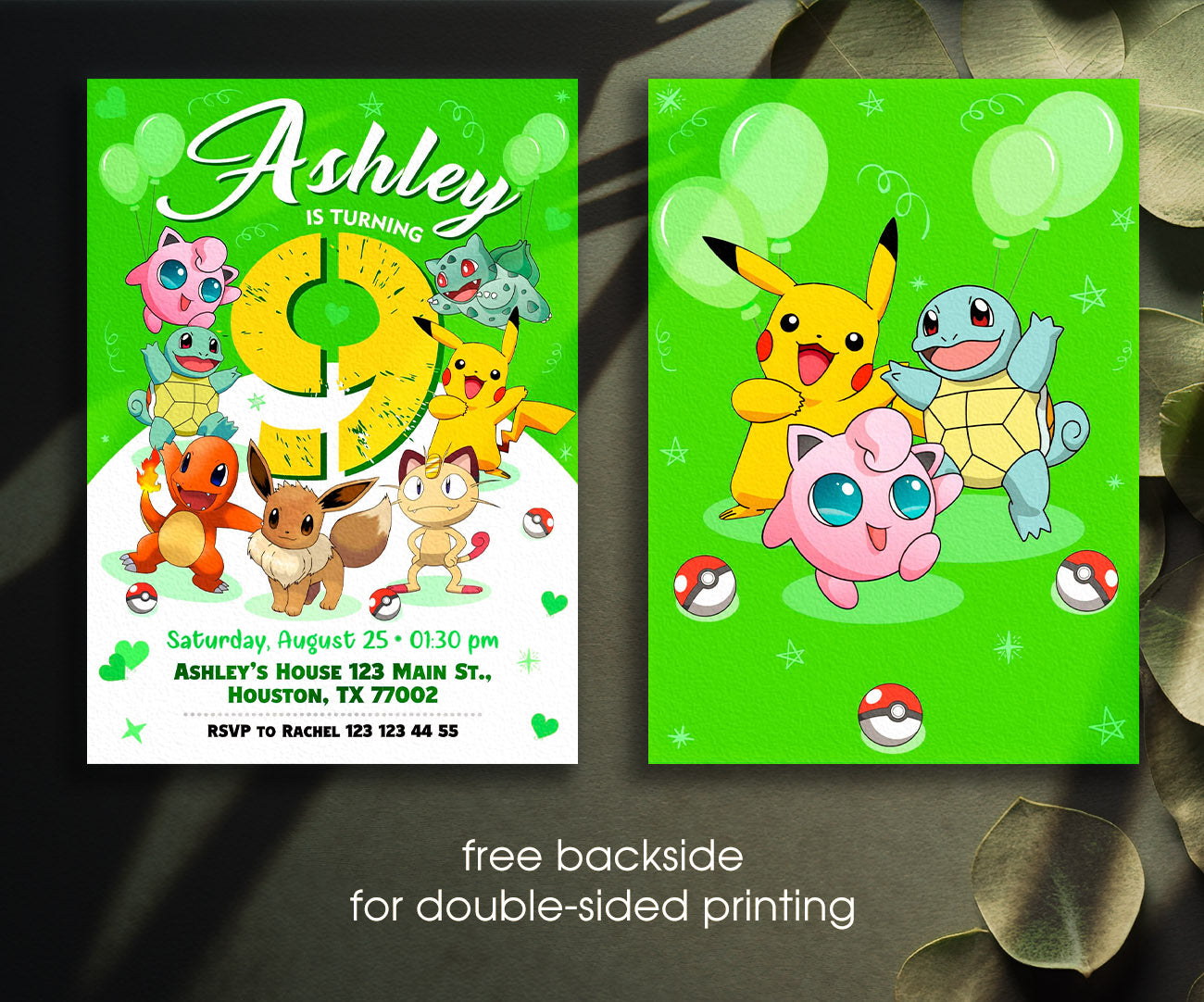 Pokemon Pikachu customizable invitation template | Share or Print | HT611