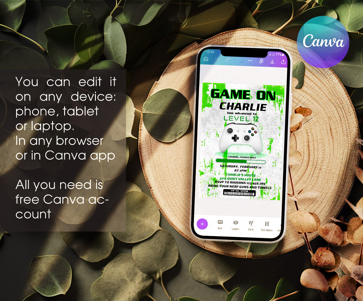 Gamer Party customizable invitation template | Share or Print | boy | TE542